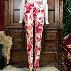 Chico's Ikat Blossom So Slimming Girlfriend Slim Leg Ankle Cotton Blend Jean